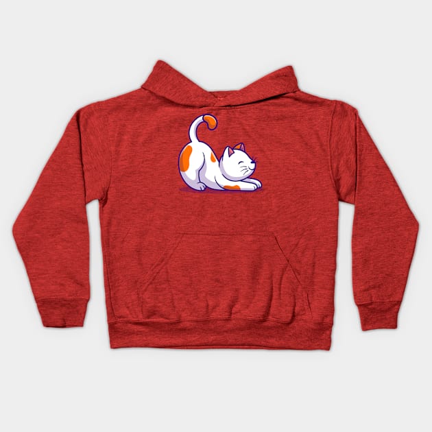 Cute Stretching Cat Kids Hoodie by MaiKStore